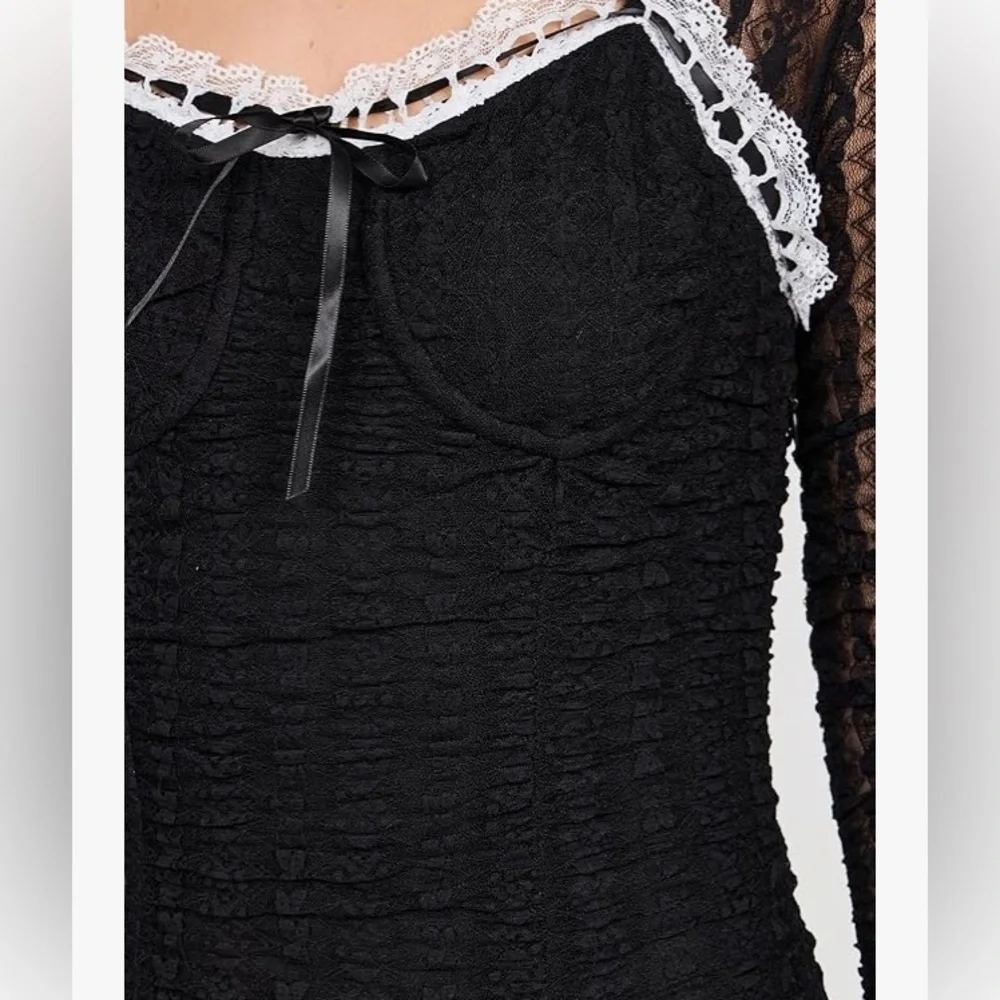 NWT Love Shack Fancy Evangelina Black Lace Mini Dress Size X Small - Picture 6 of 10
